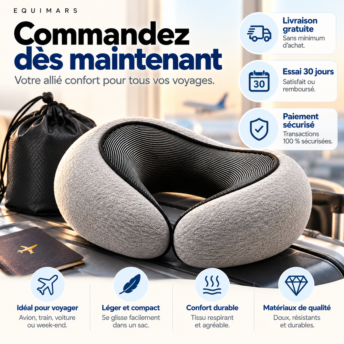 Coussin cervical de voyage ergonomique