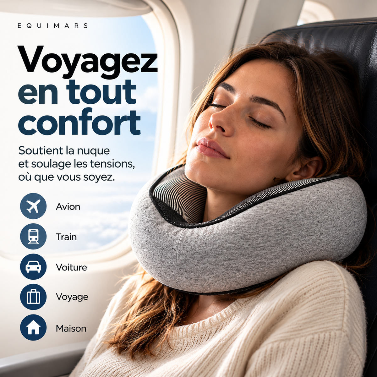Coussin cervical de voyage ergonomique